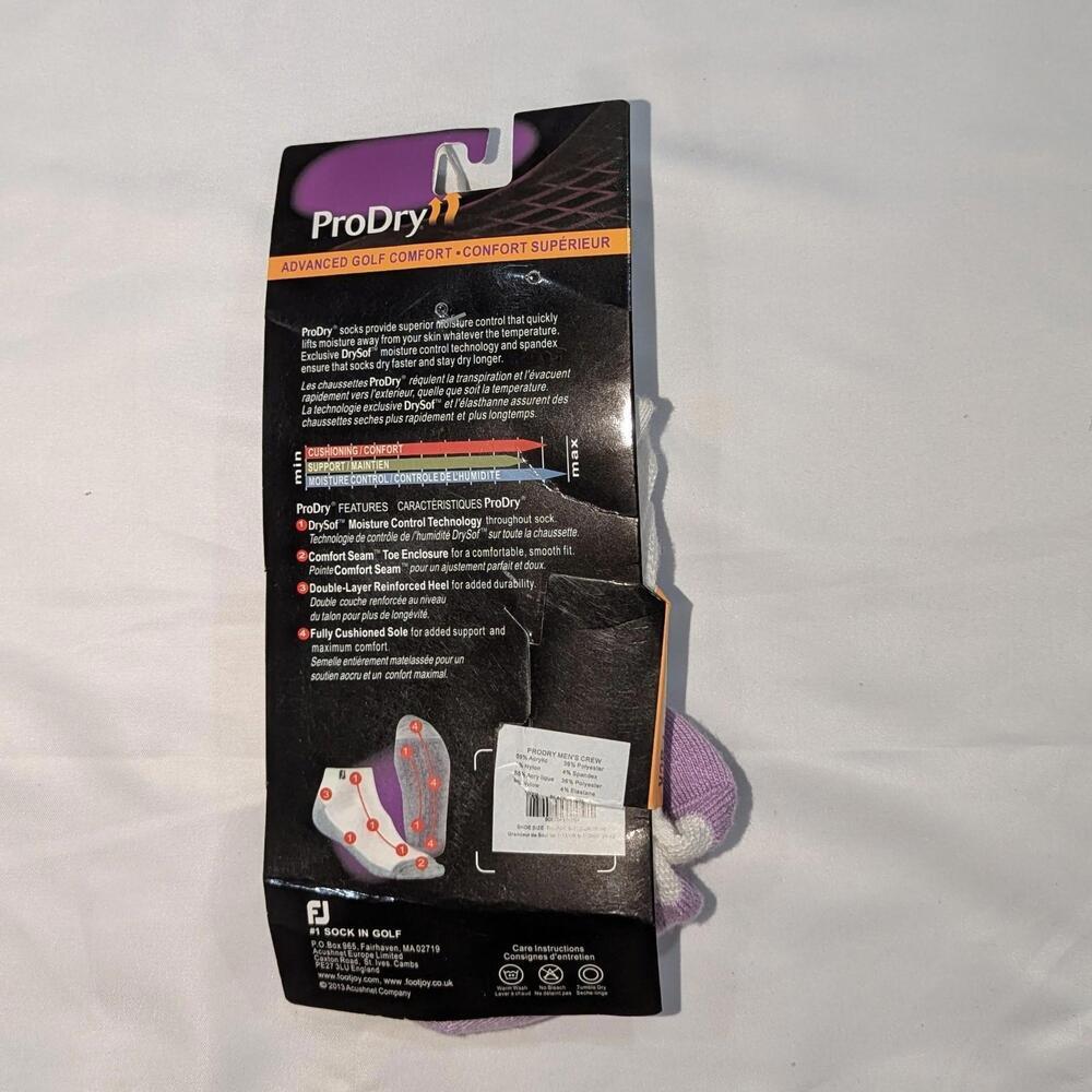 FootJoy ProDry Men’s Golf Ankle Socks 2 PACK Value Pack Purple/White L 7-12 - Picture 3 of 3